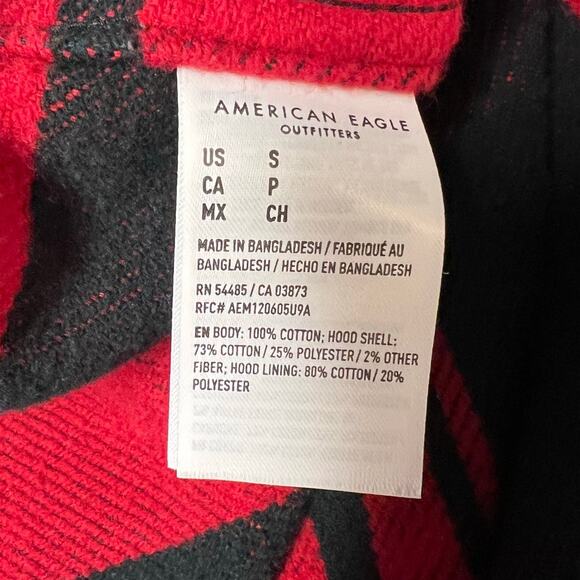 American Eagle Long Sleeve Buffalo Plaid Flannel Button Down Shacket Size S - Picture 7 of 12